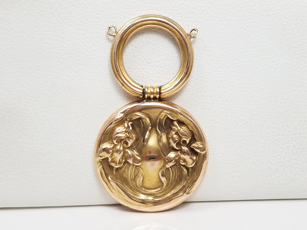 Detailed Art Nouveau 8k Gold Pendant To Restore