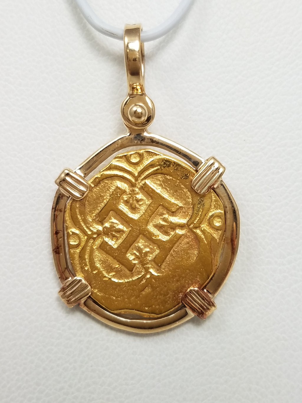Fascinating 24k Yellow Gold Replica Treasure Coin 14k Yellow Gold Pendant
