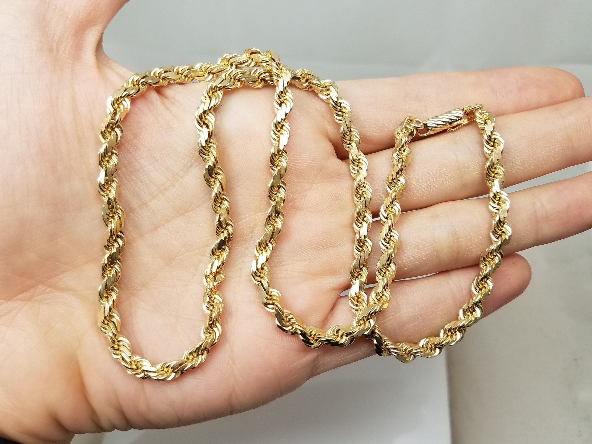 20" Solid 14k Yellow Gold Rope Chain
