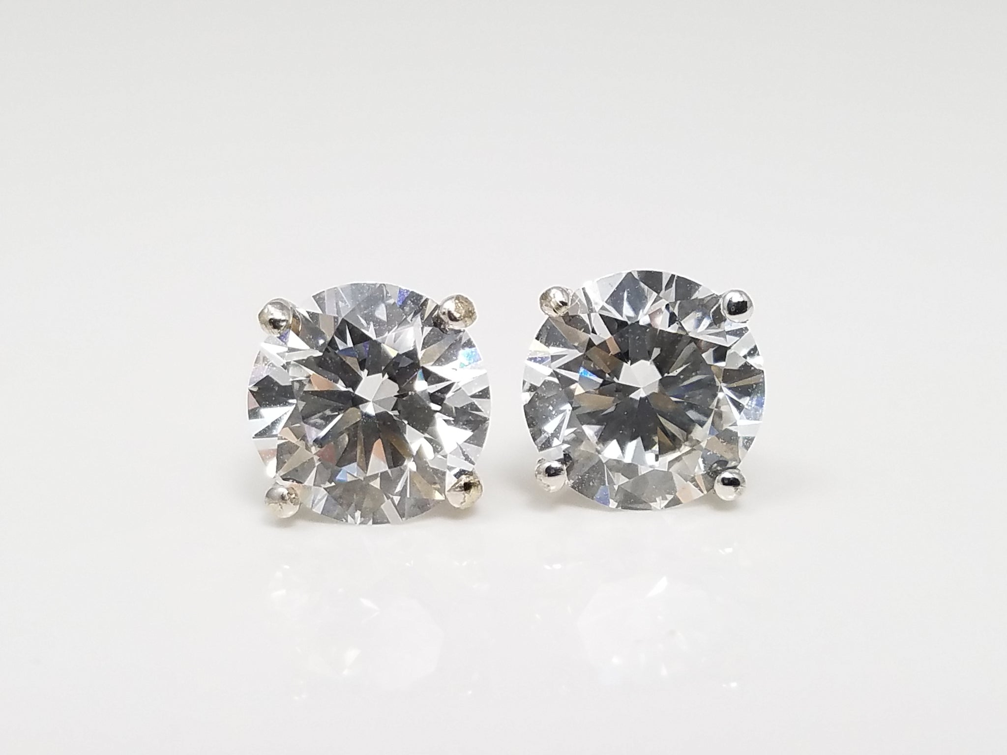 NEW IGI Certified 3.00ctw Round Brilliant Lab Grown Diamond 14k White Gold Stud Earrings VS2-D