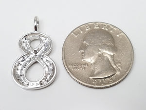 Personal Natural Diamond 14k White Gold Number 8 Pendant