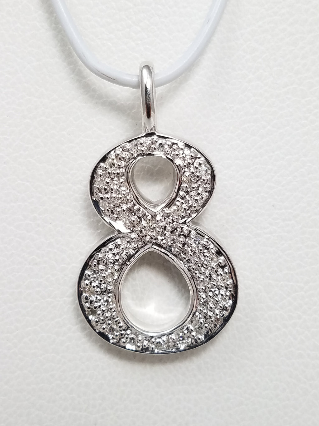 Personal Natural Diamond 14k White Gold Number 8 Pendant