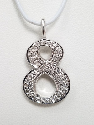Personal Natural Diamond 14k White Gold Number 8 Pendant