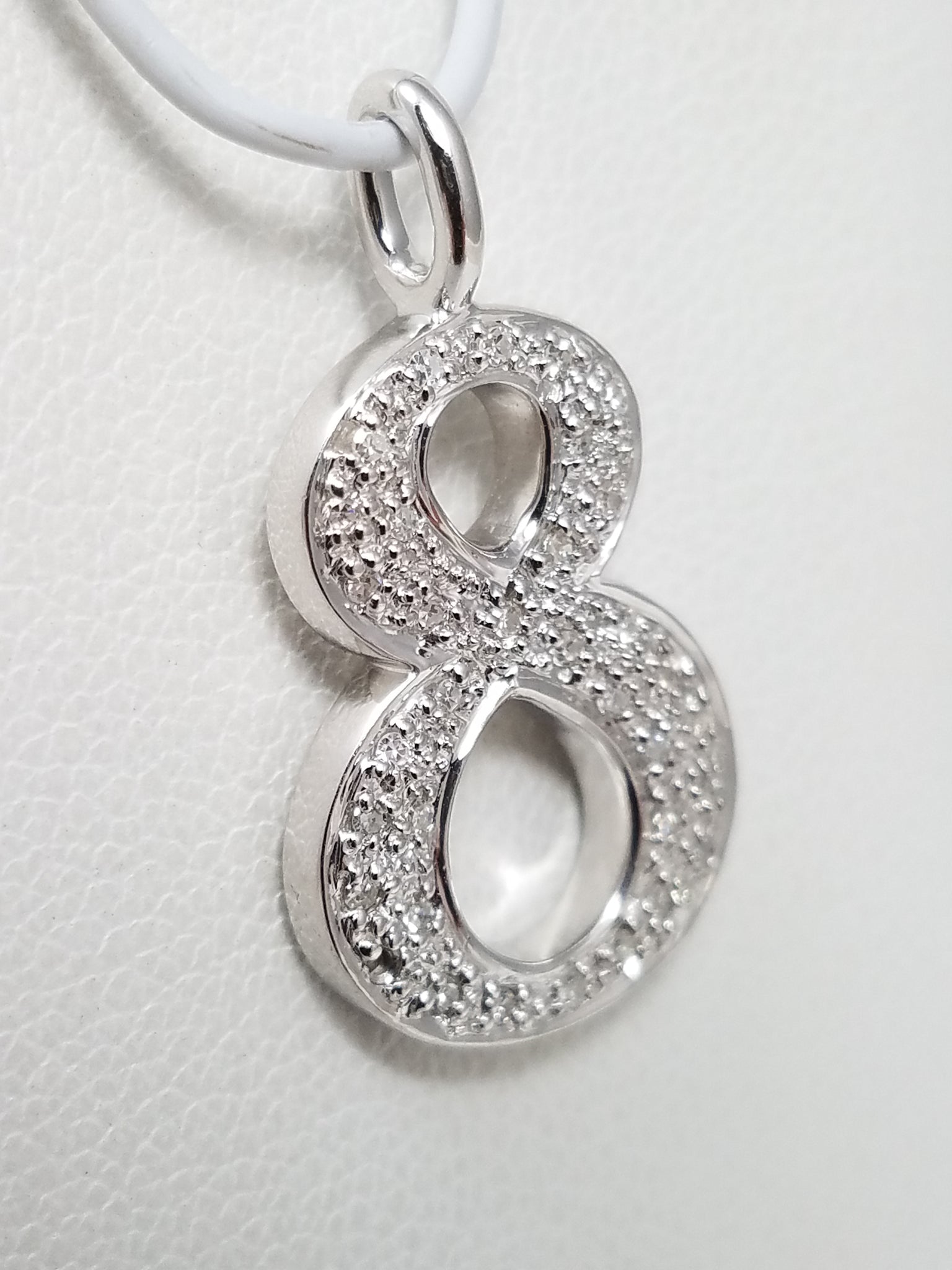 Personal Natural Diamond 14k White Gold Number 8 Pendant