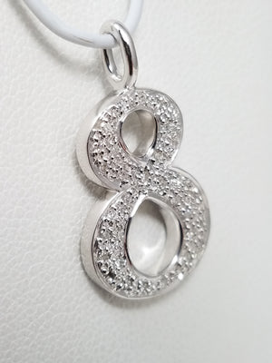 Personal Natural Diamond 14k White Gold Number 8 Pendant