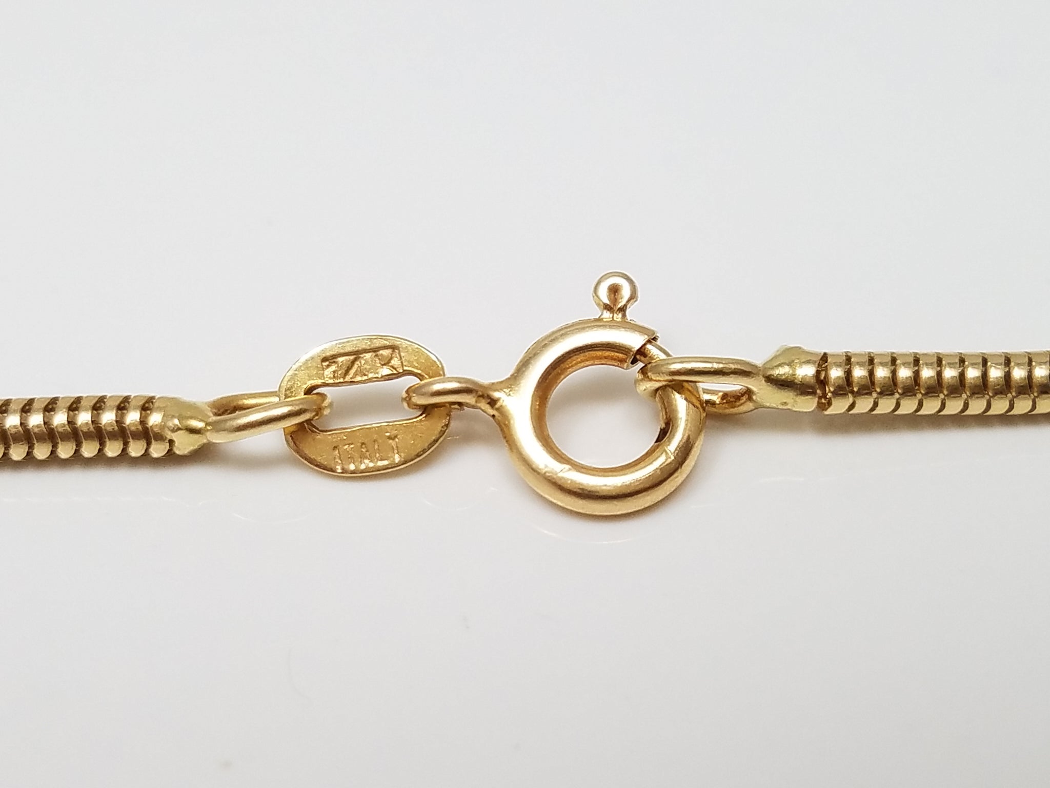 Fashionable 15" 14k Yellow Gold Solid Snake Chain Necklace