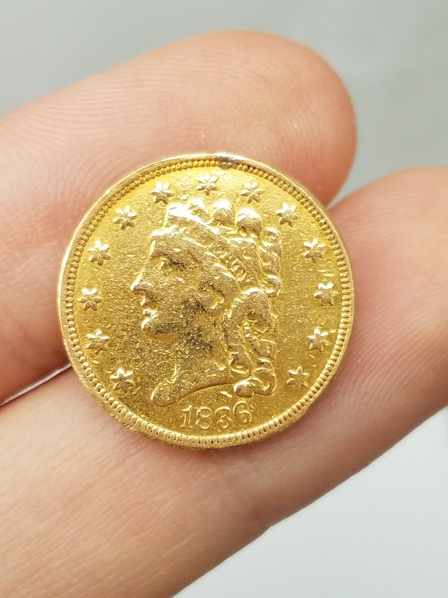 1836 U.S. $2.50 Liberty Head 90% Gold Coin