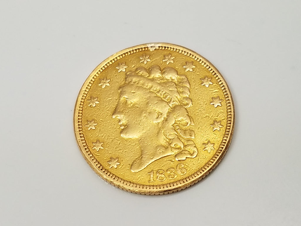 1836 U.S. $2.50 Liberty Head 90% Gold Coin