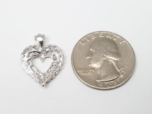 Precious 14k White gold Natural Diamond Heart Pendant