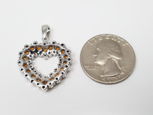 New! 14k White Gold Natural Garnet Diamond Heart Pendant
