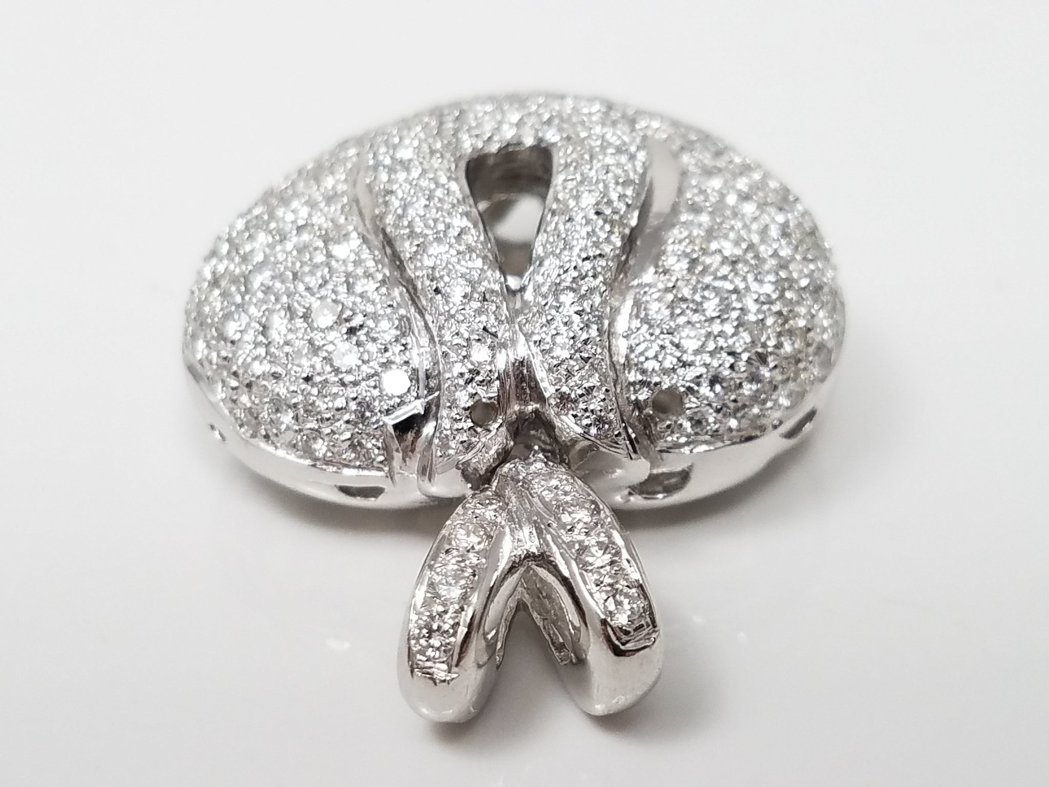 Salavetti 18k White Gold 1.50ctw Natural Diamond 3-D Italian Heart Pendant