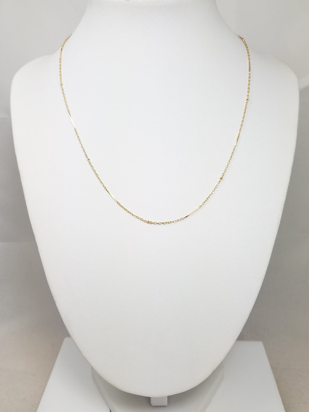 18k Yellow Gold Bar/Cable Link 16" Necklace