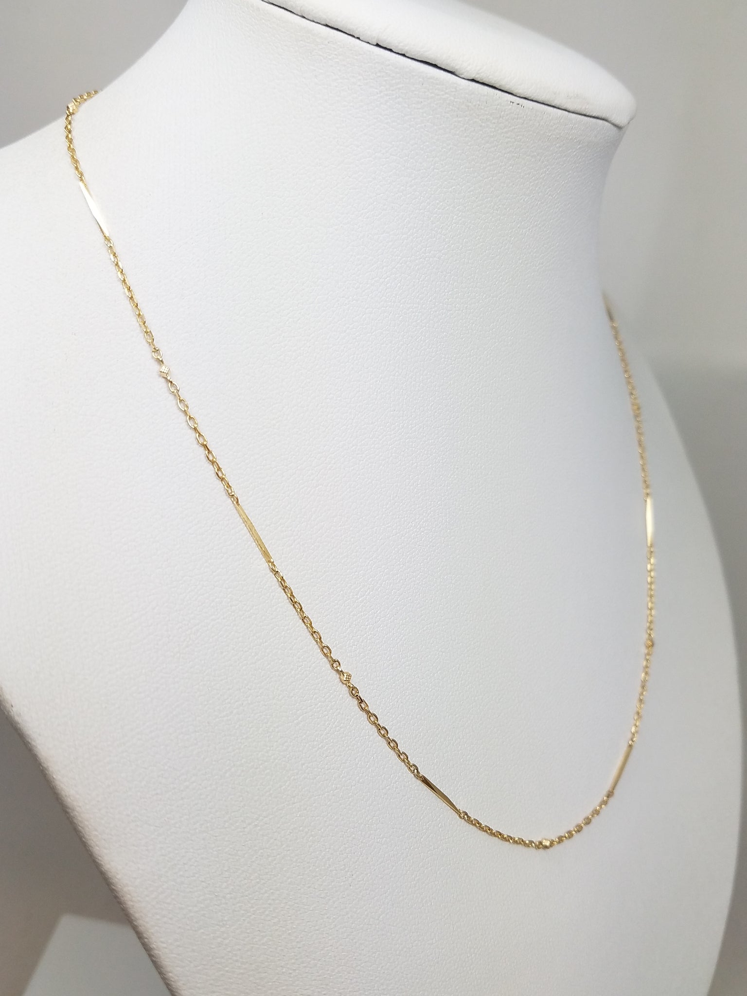 18k Yellow Gold Bar/Cable Link 16" Necklace