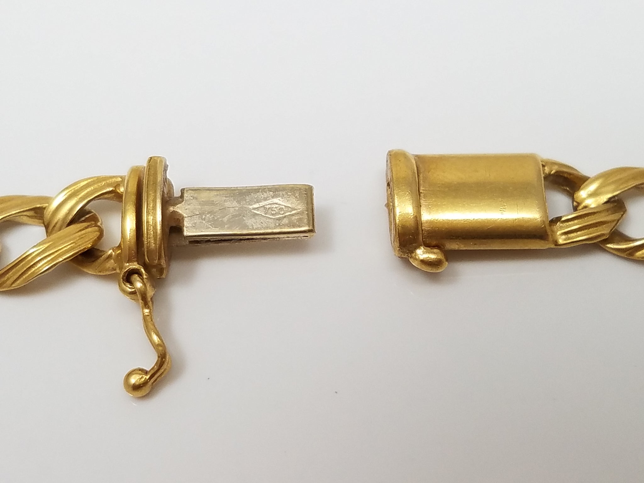 18k Yellow Gold Solid Fancy Link 18" Necklace