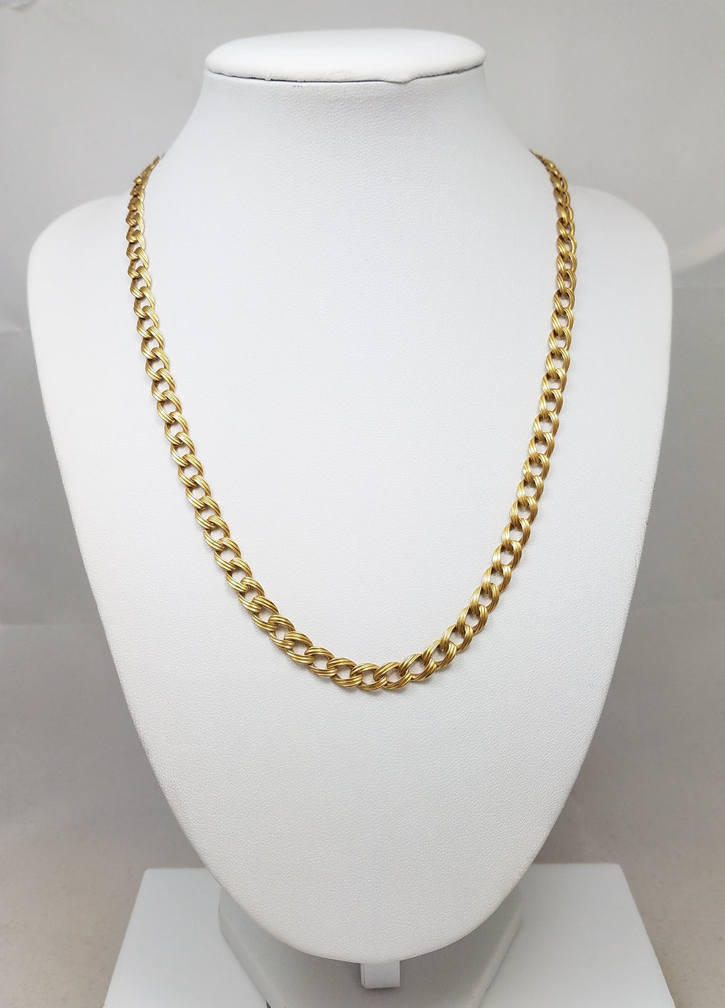 18k Yellow Gold Solid Fancy Link 18" Necklace