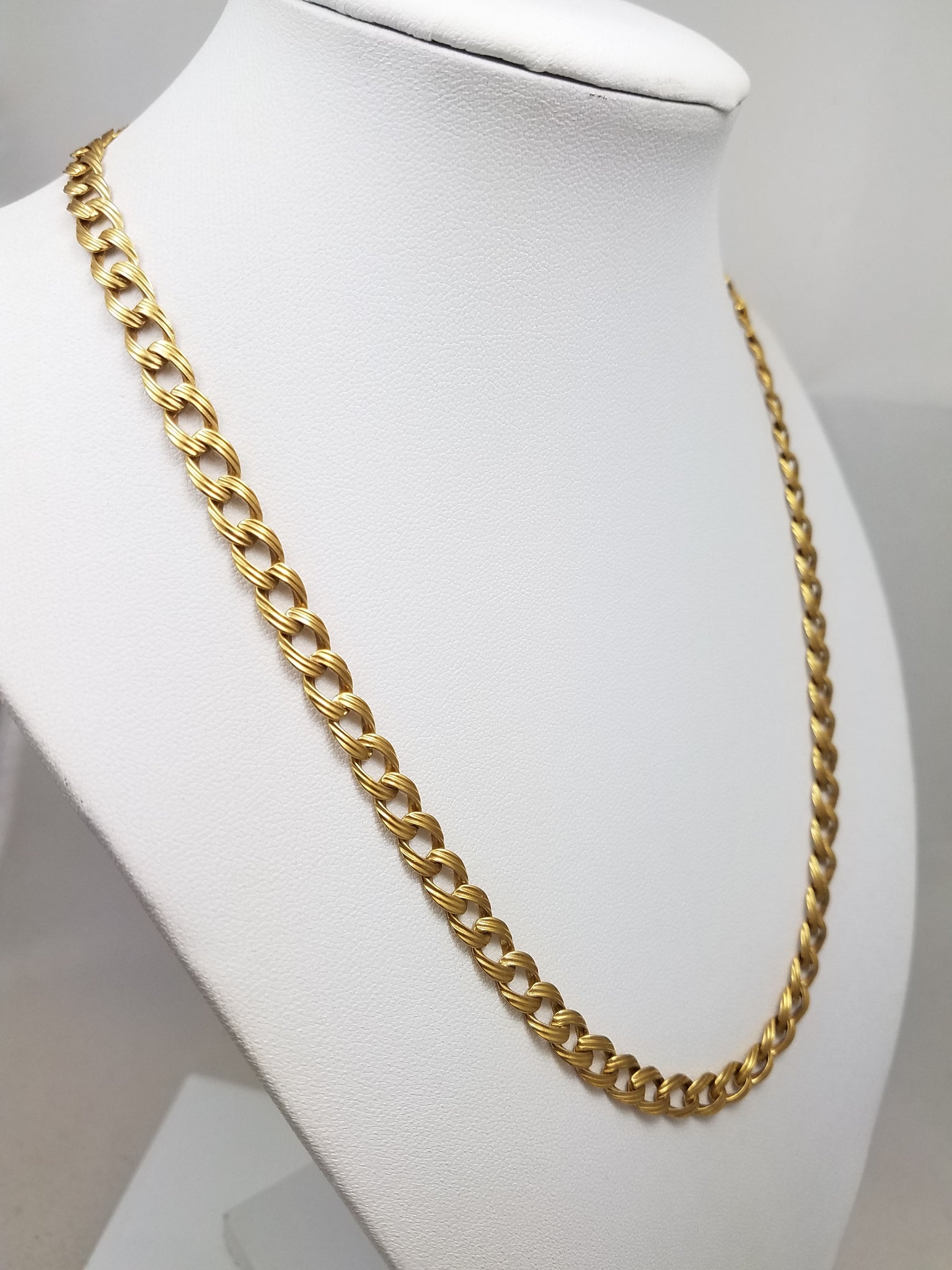 18k Yellow Gold Solid Fancy Link 18" Necklace