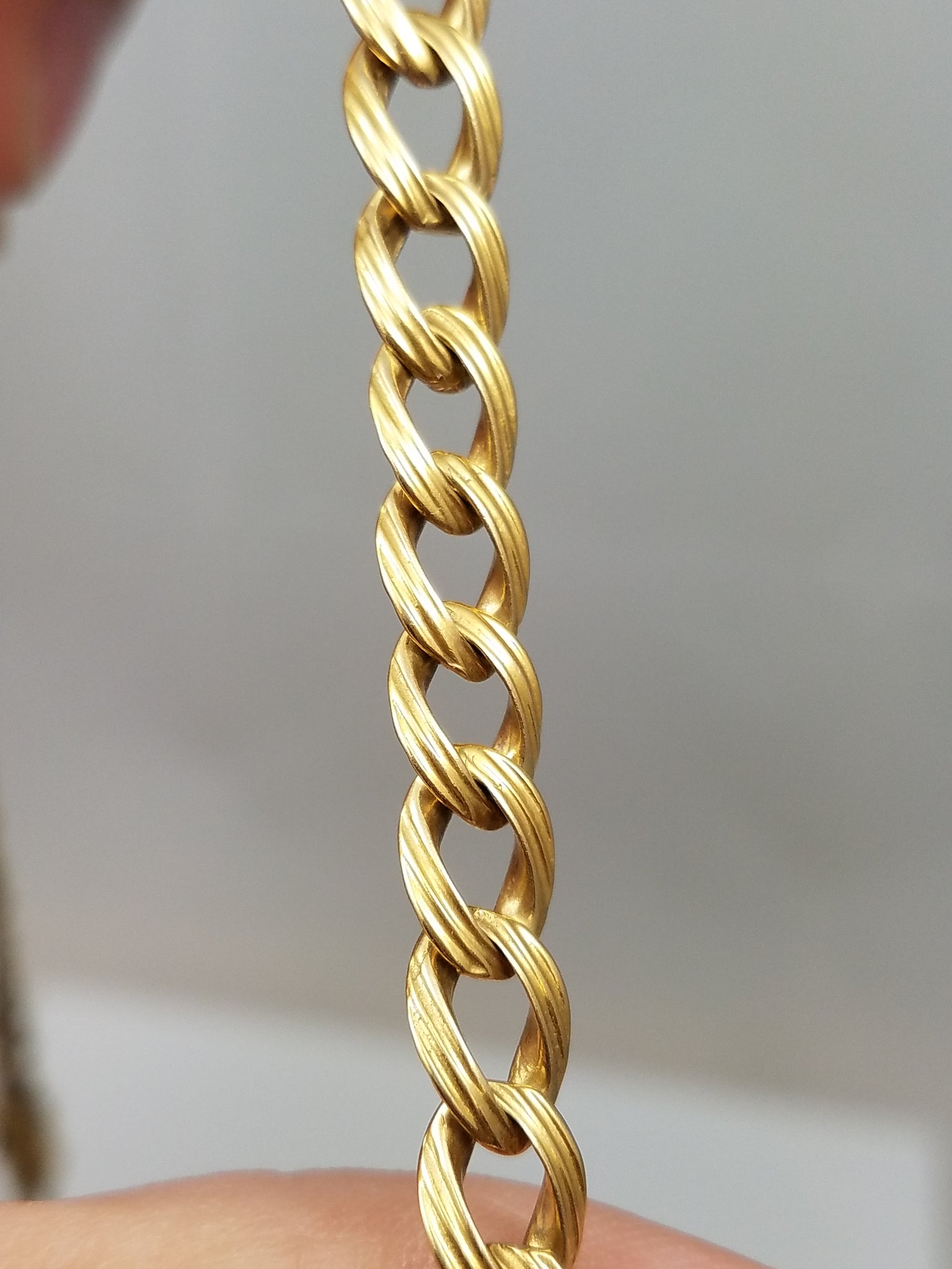 18k Yellow Gold Solid Fancy Link 18" Necklace