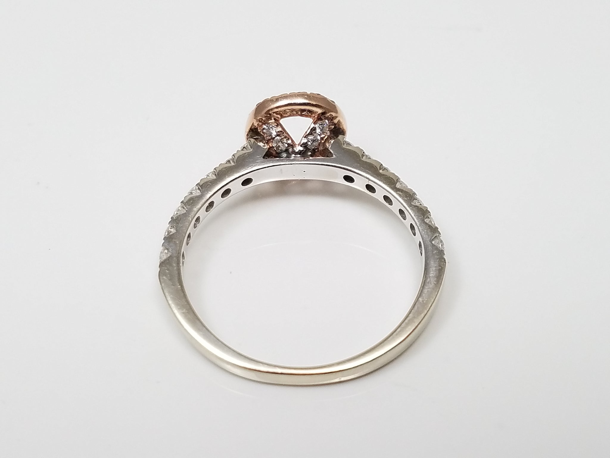 Dynamic 14k Two Tone Gold Natural Diamond Halo Engagement Ring Mount