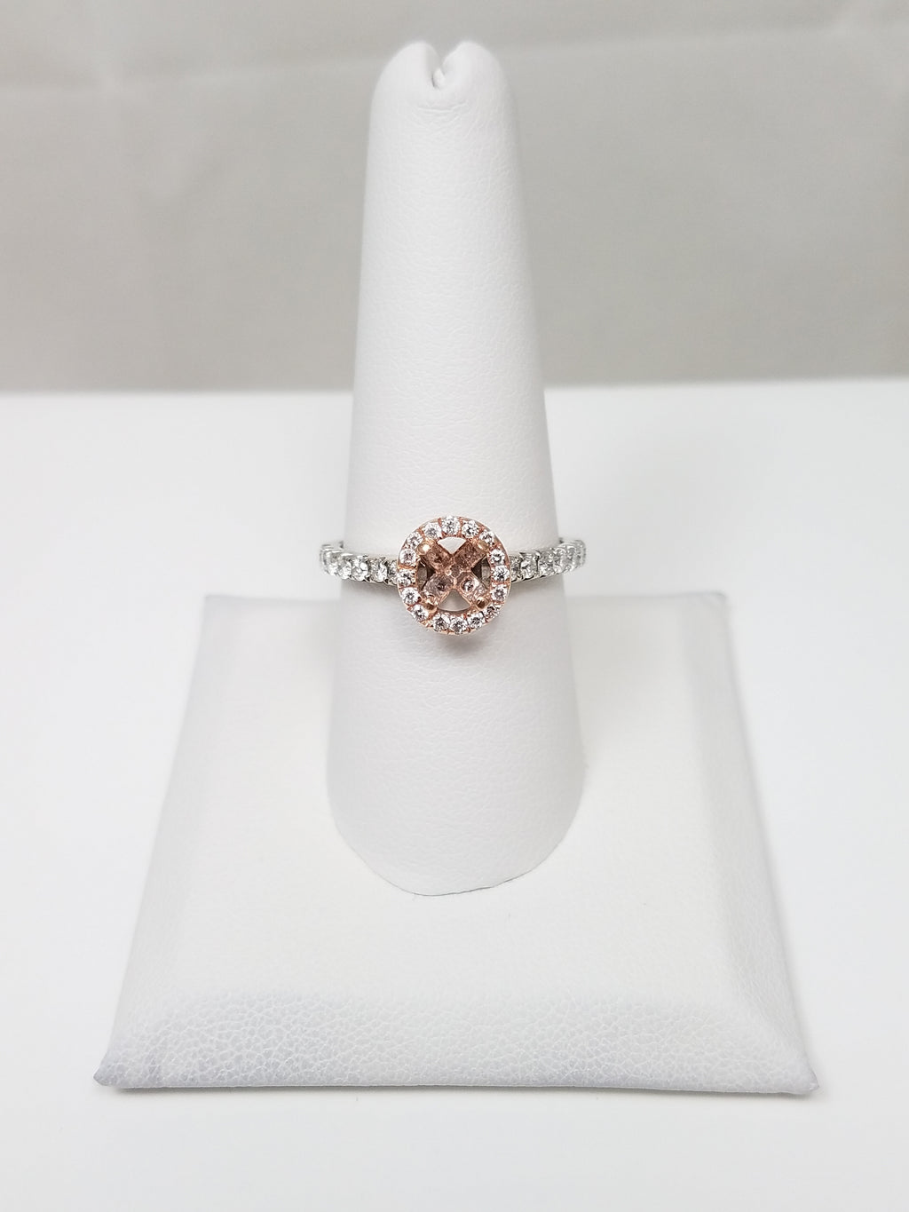 Dynamic 14k Two Tone Gold Natural Diamond Halo Engagement Ring Mount