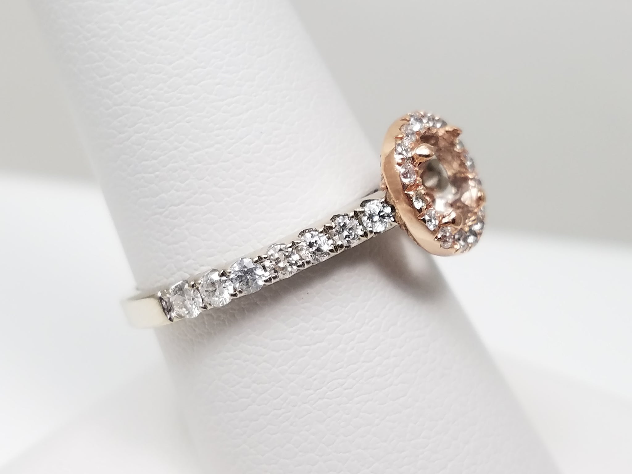 Dynamic 14k Two Tone Gold Natural Diamond Halo Engagement Ring Mount