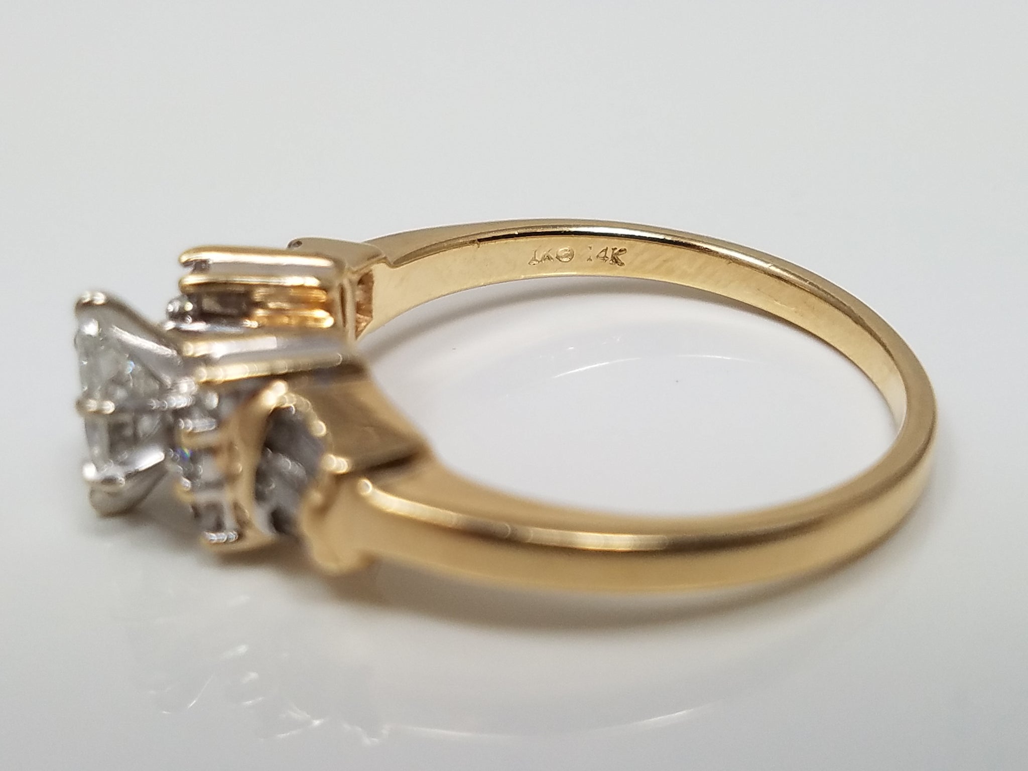 14k Yellow Gold Marquise Natural Diamond Engagement Ring