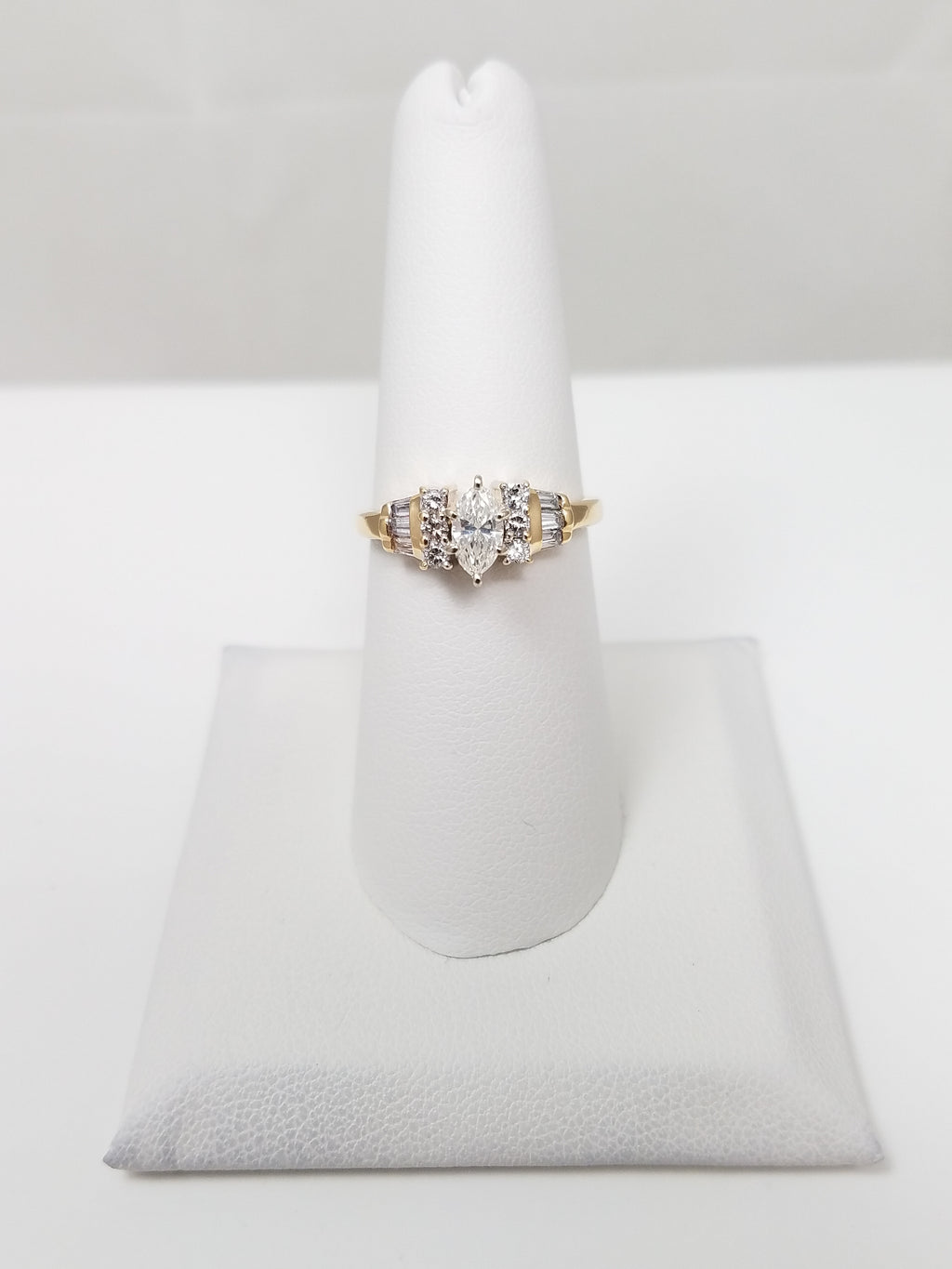 14k Yellow Gold Marquise Natural Diamond Engagement Ring