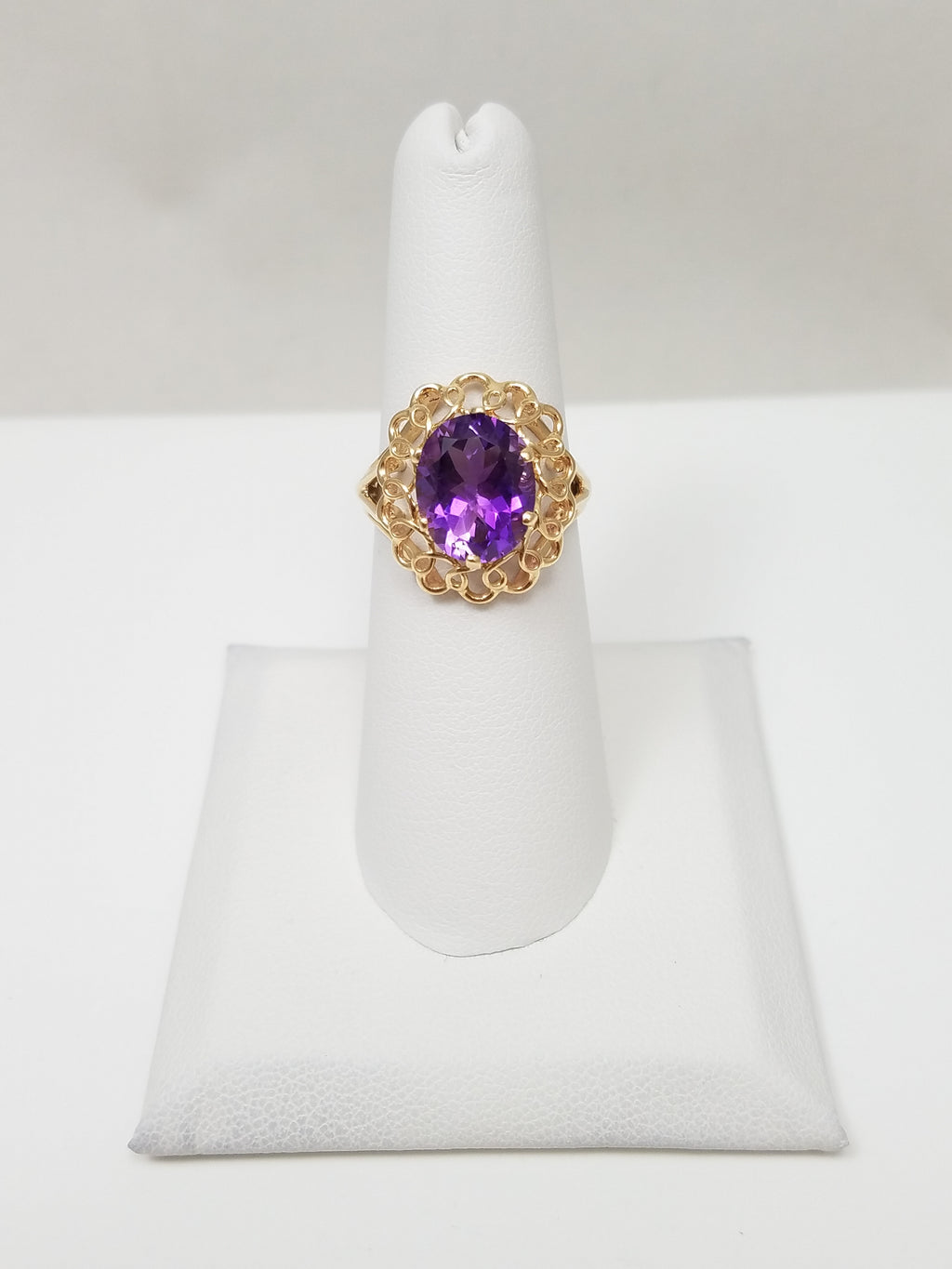 Natural Amethyst 14k Yellow Gold Cocktail Ring