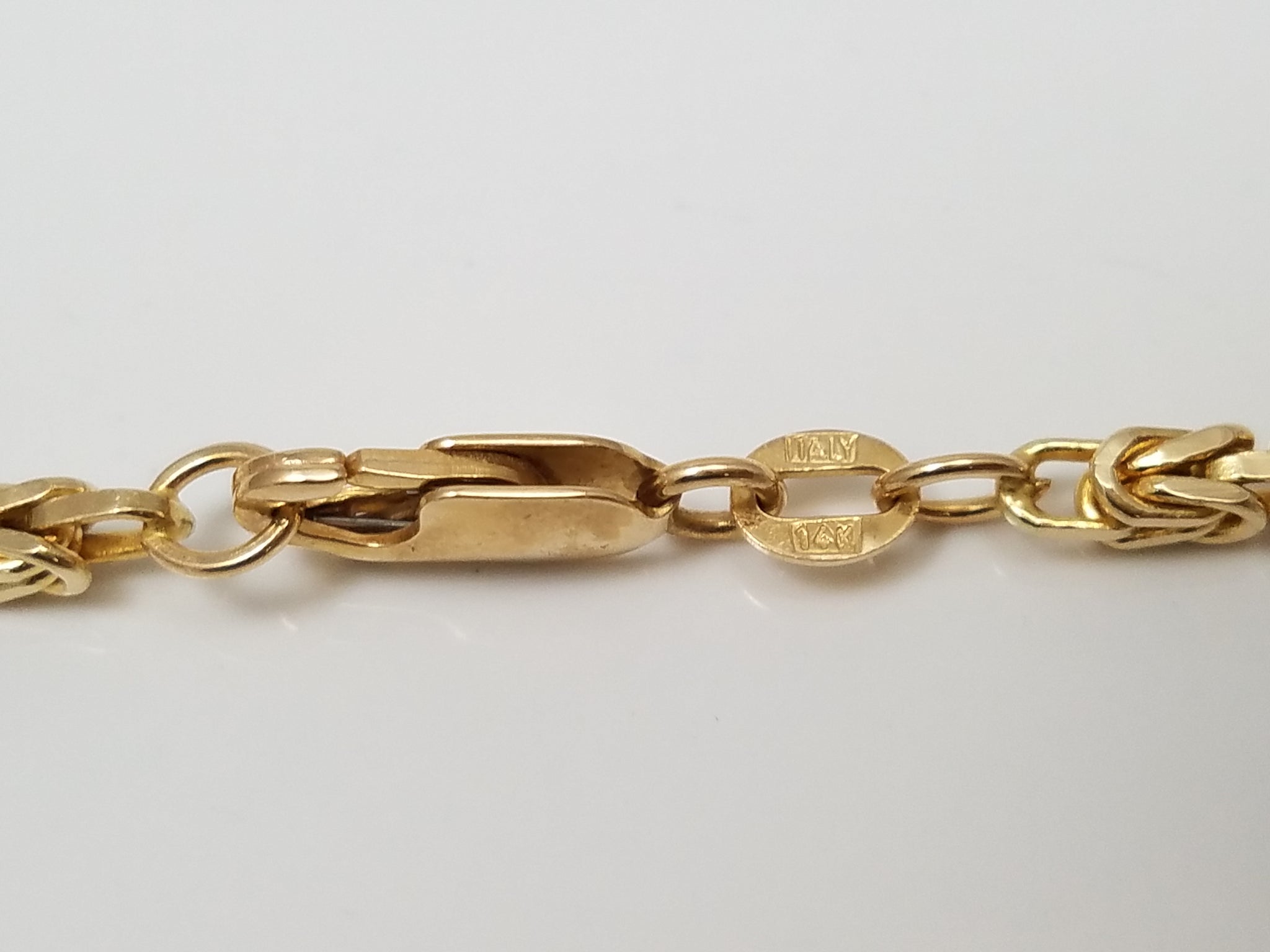 Classy 18" Solid 14k Yellow Gold Byzantine Link Chain Necklace