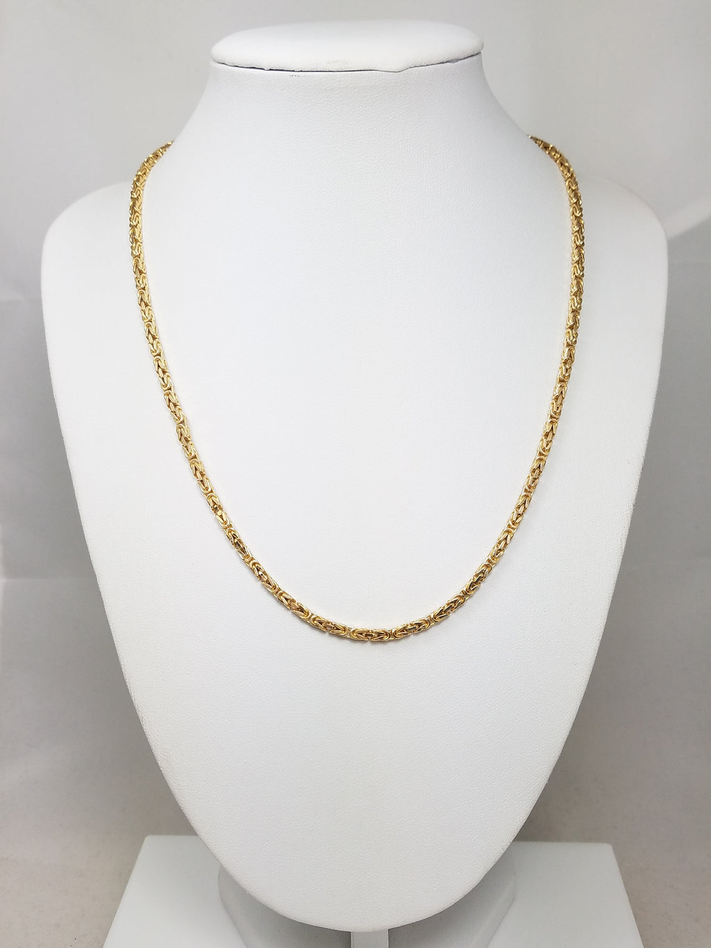 Classy 18" Solid 14k Yellow Gold Byzantine Link Chain Necklace