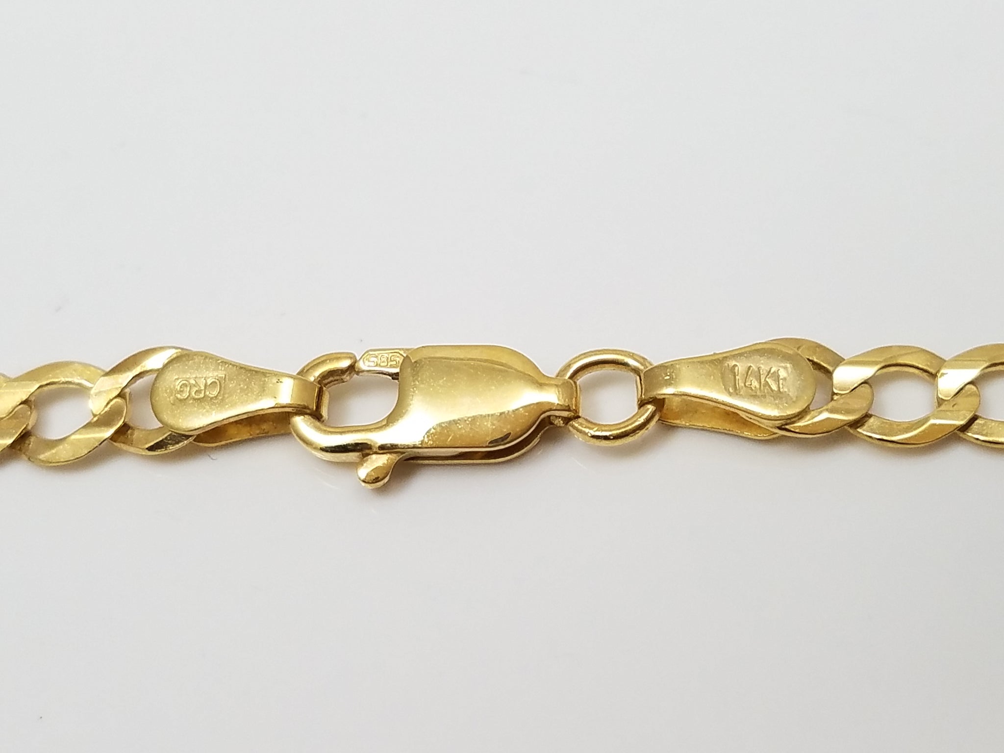 Thrilling 22" Solid 14k Yellow Gold Curb Link Chain Necklace