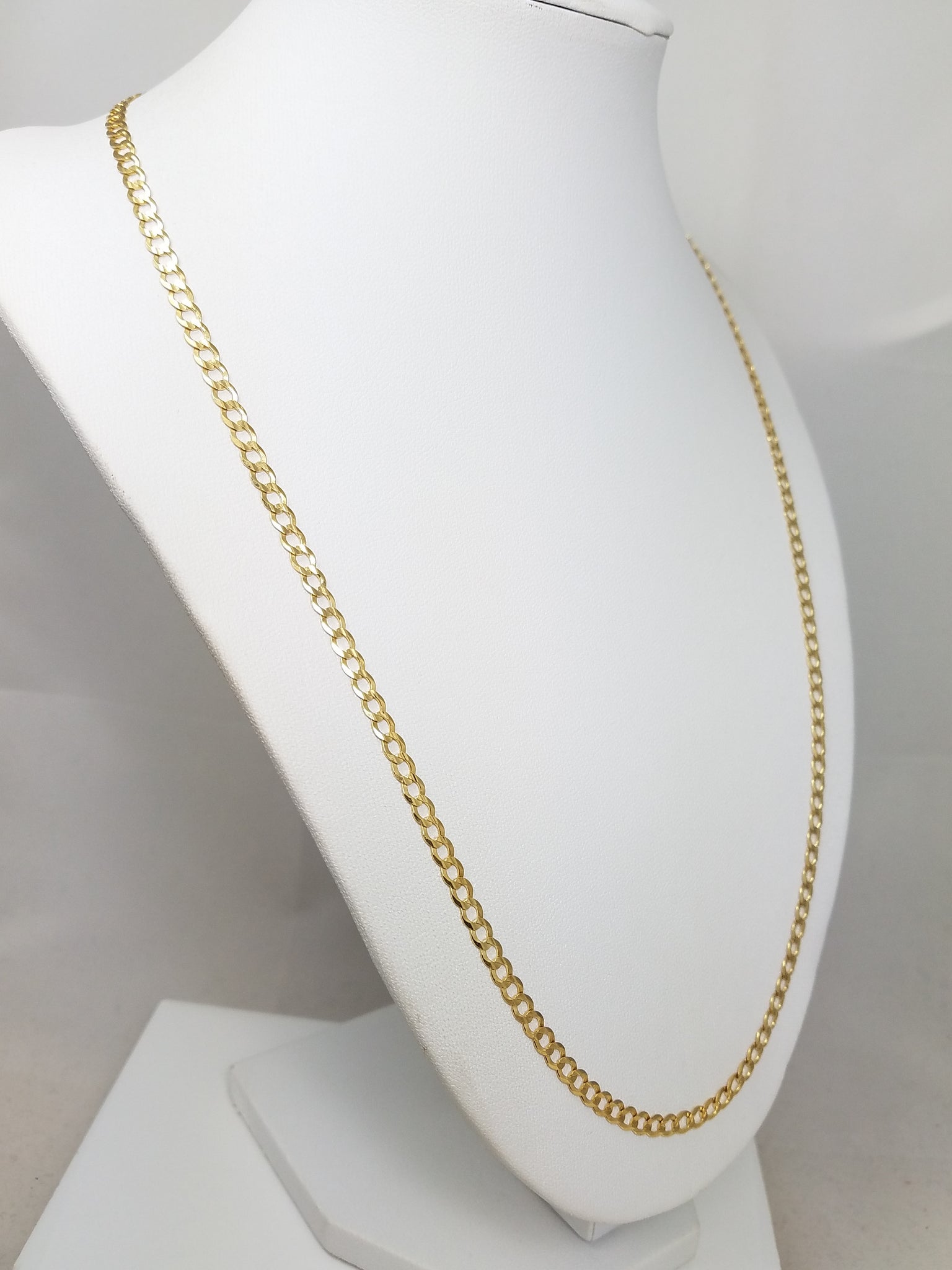 Thrilling 22" Solid 14k Yellow Gold Curb Link Chain Necklace
