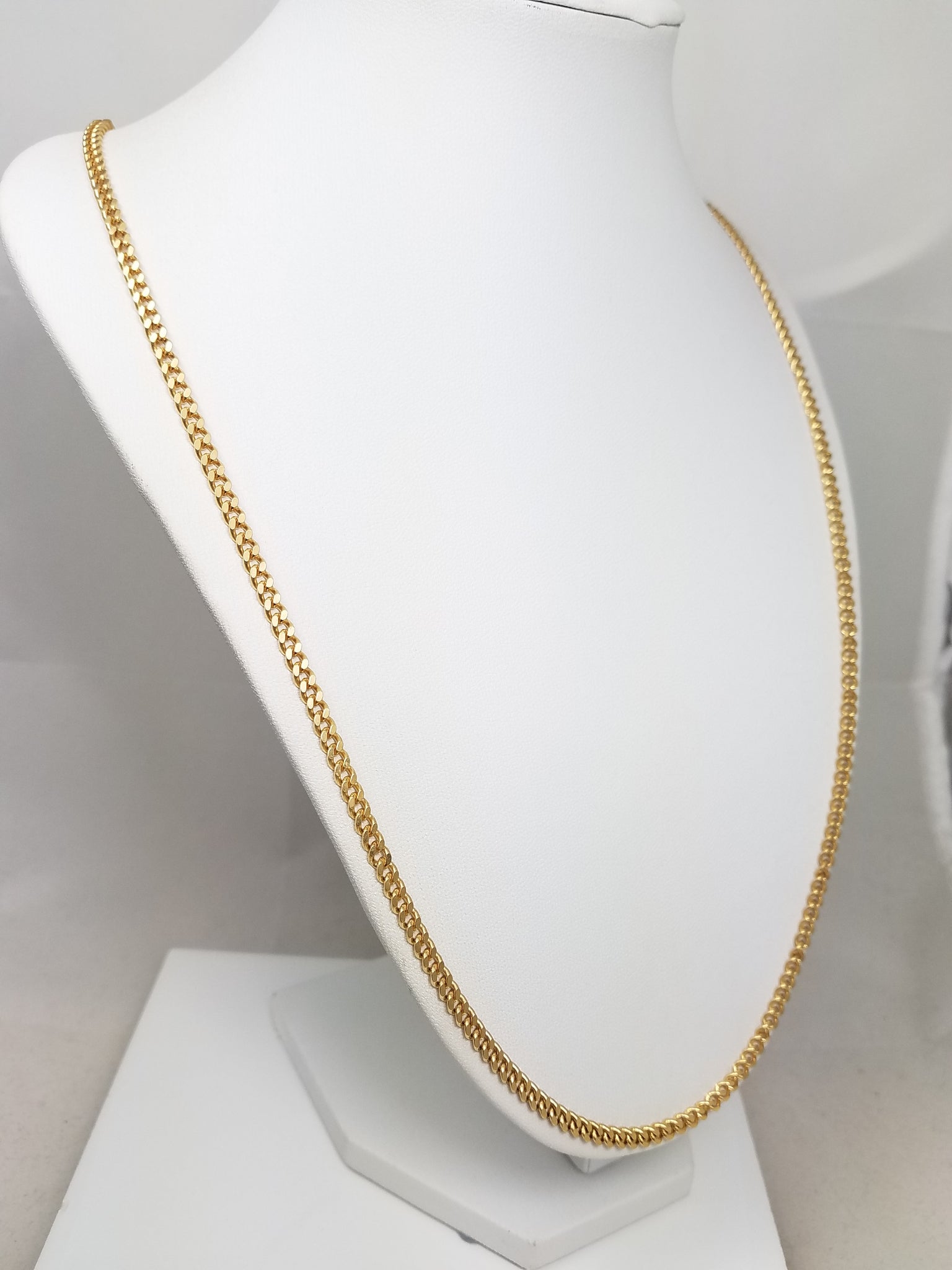 Bold 28" Solid 18k Yellow Gold Curb Link Chain Necklace
