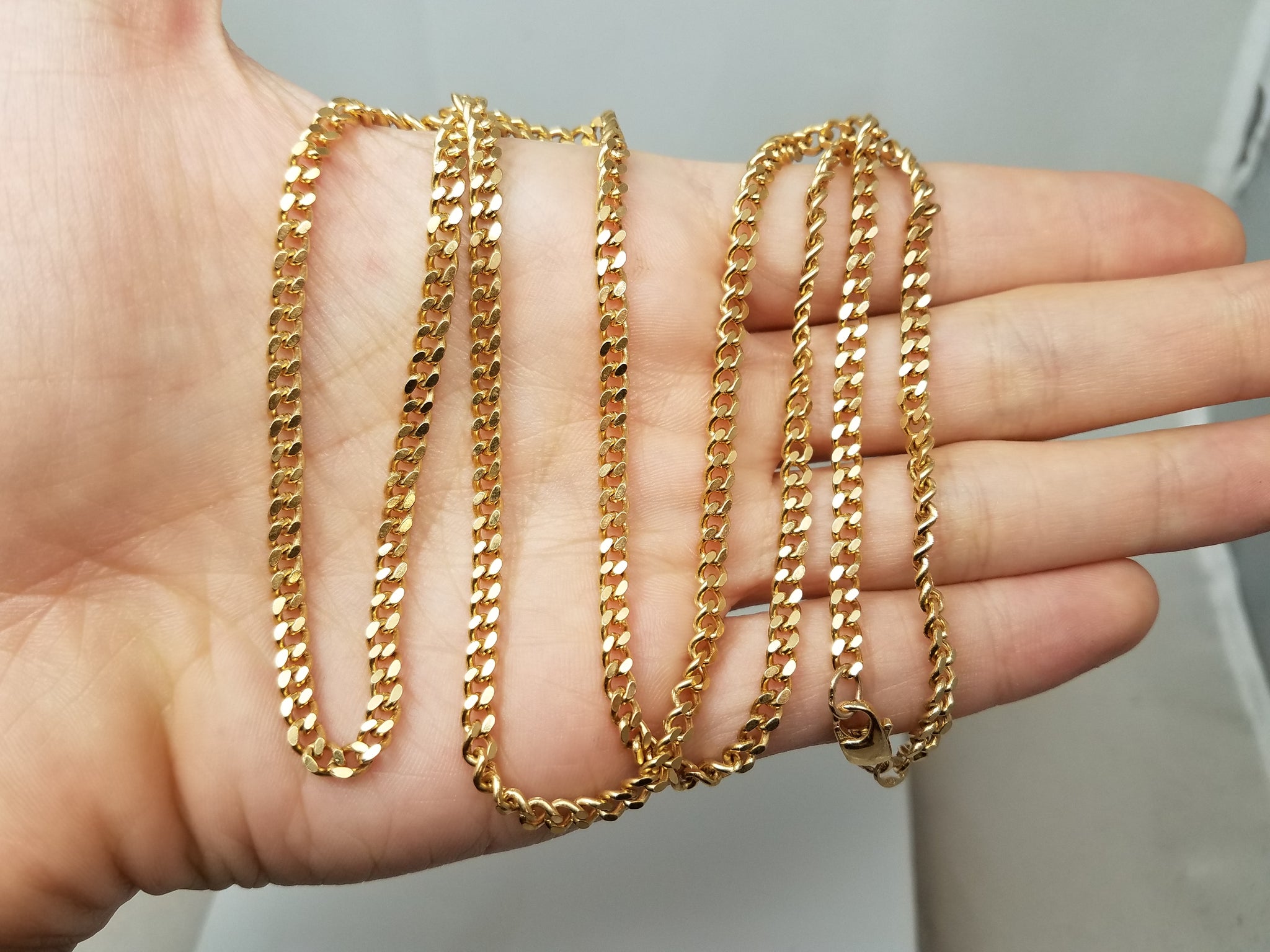 Bold 28" Solid 18k Yellow Gold Curb Link Chain Necklace