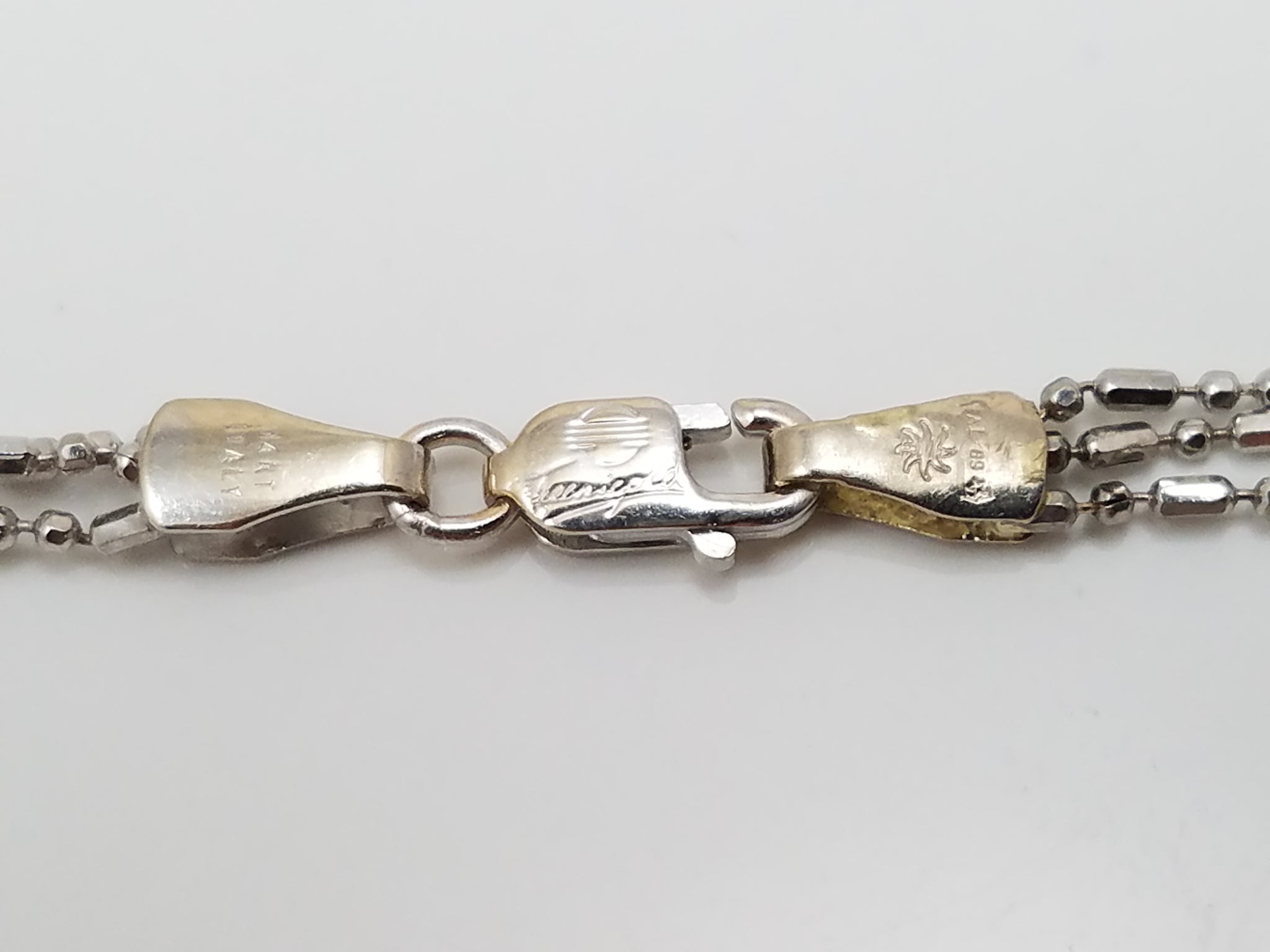 Chic 20" 14k White Gold Three Strand Micro Bead Chain Necklace