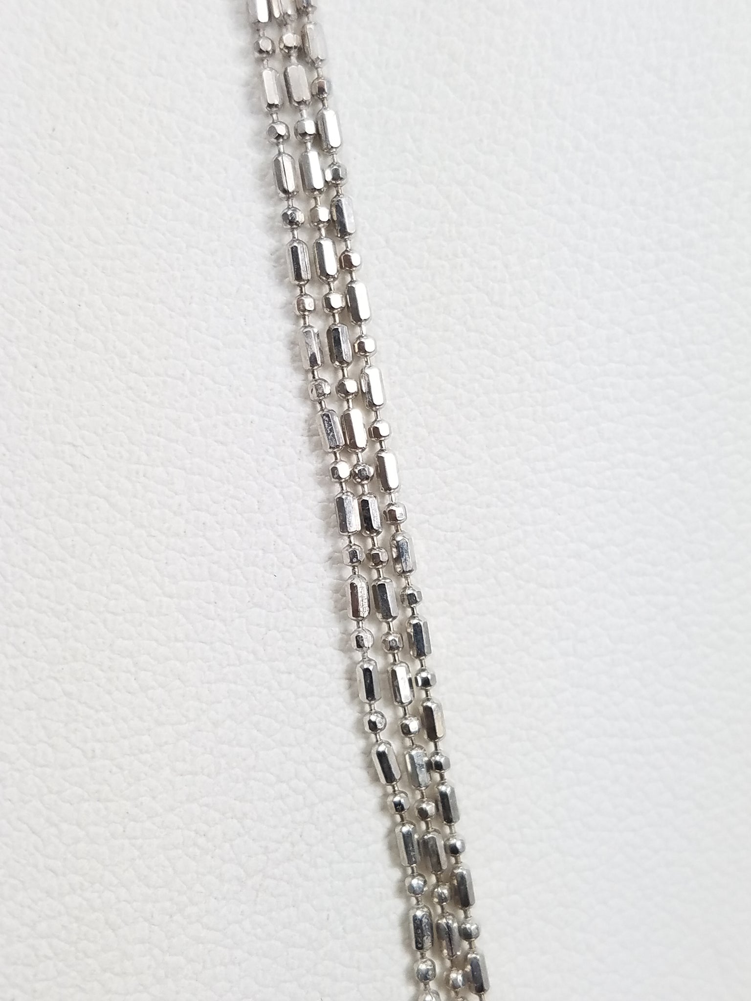 Chic 20" 14k White Gold Three Strand Micro Bead Chain Necklace