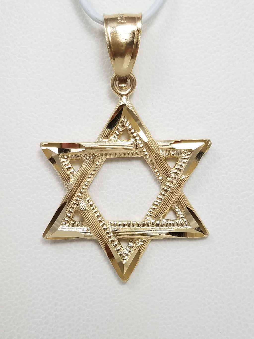 Classic 14k Solid Yellow Gold Diamond Cut Star Of David Pendant