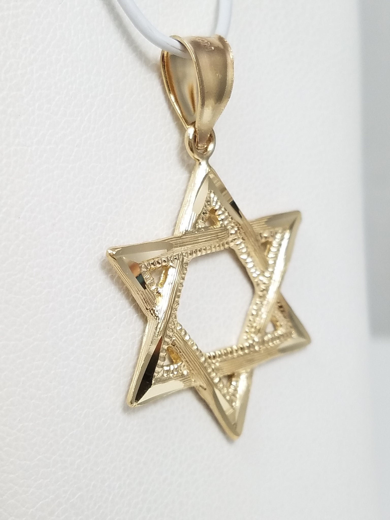 Classic 14k Solid Yellow Gold Diamond Cut Star Of David Pendant