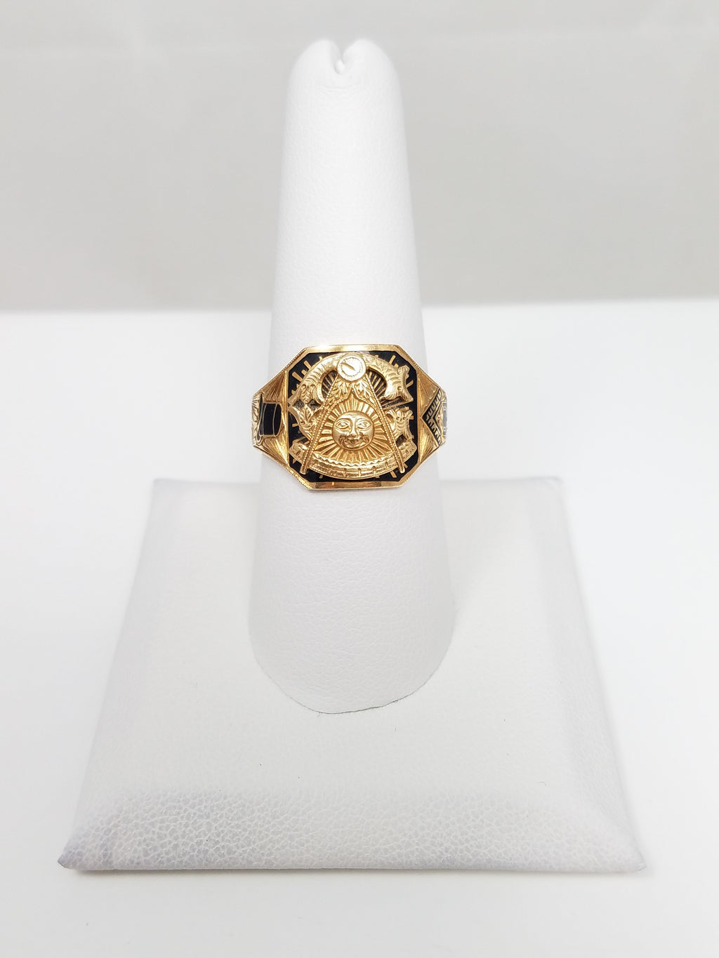 Vintage 14k Yellow Gold Enamel Masonic Ring