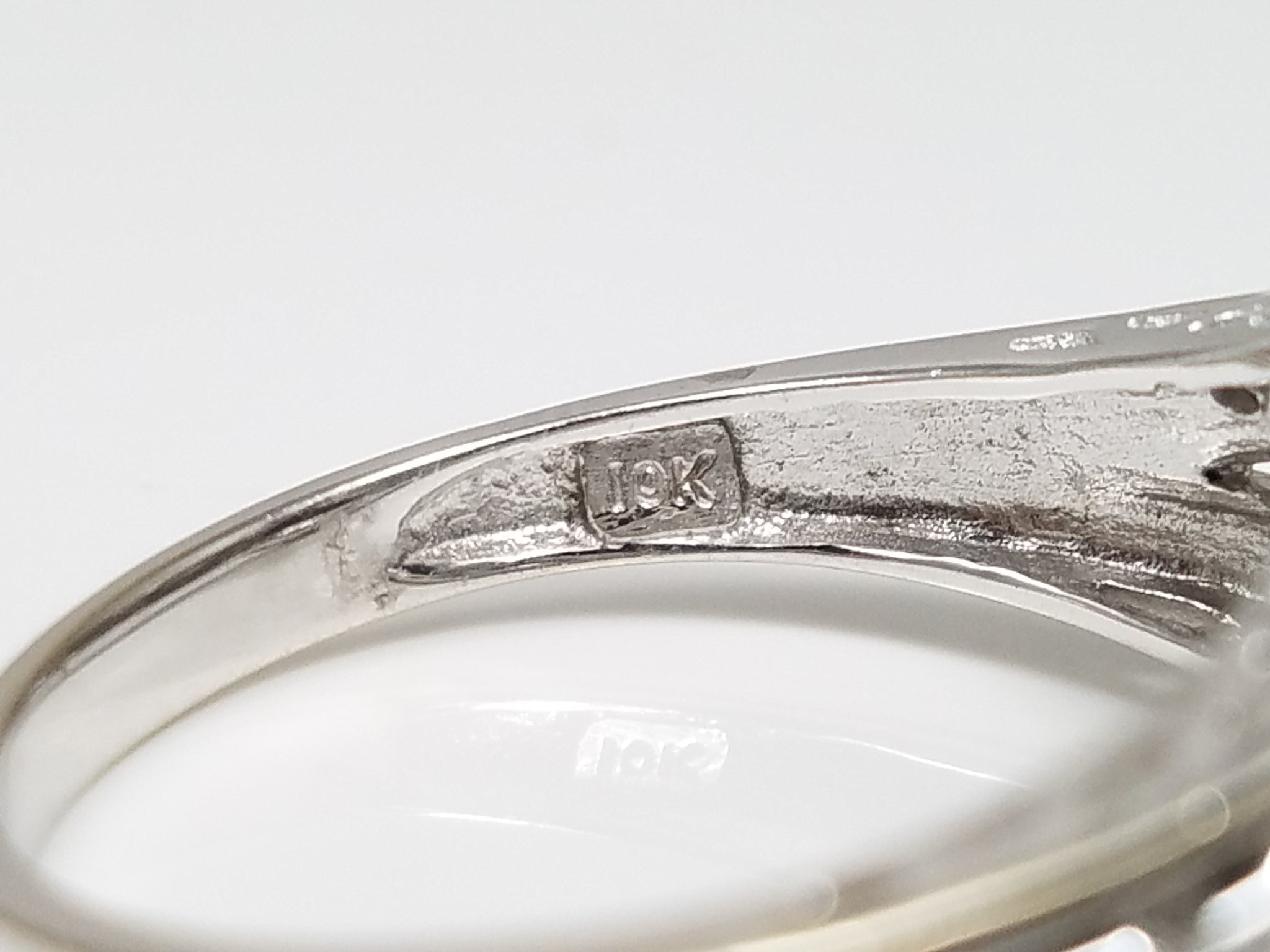 Natural Aquamarine + Diamond 10k White Gold Ring