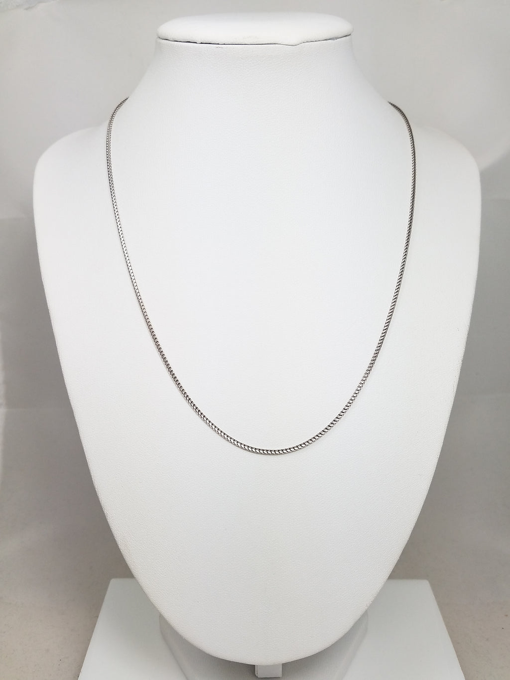 Solid Micro Franco Link 18"Necklace in 14k White Gold