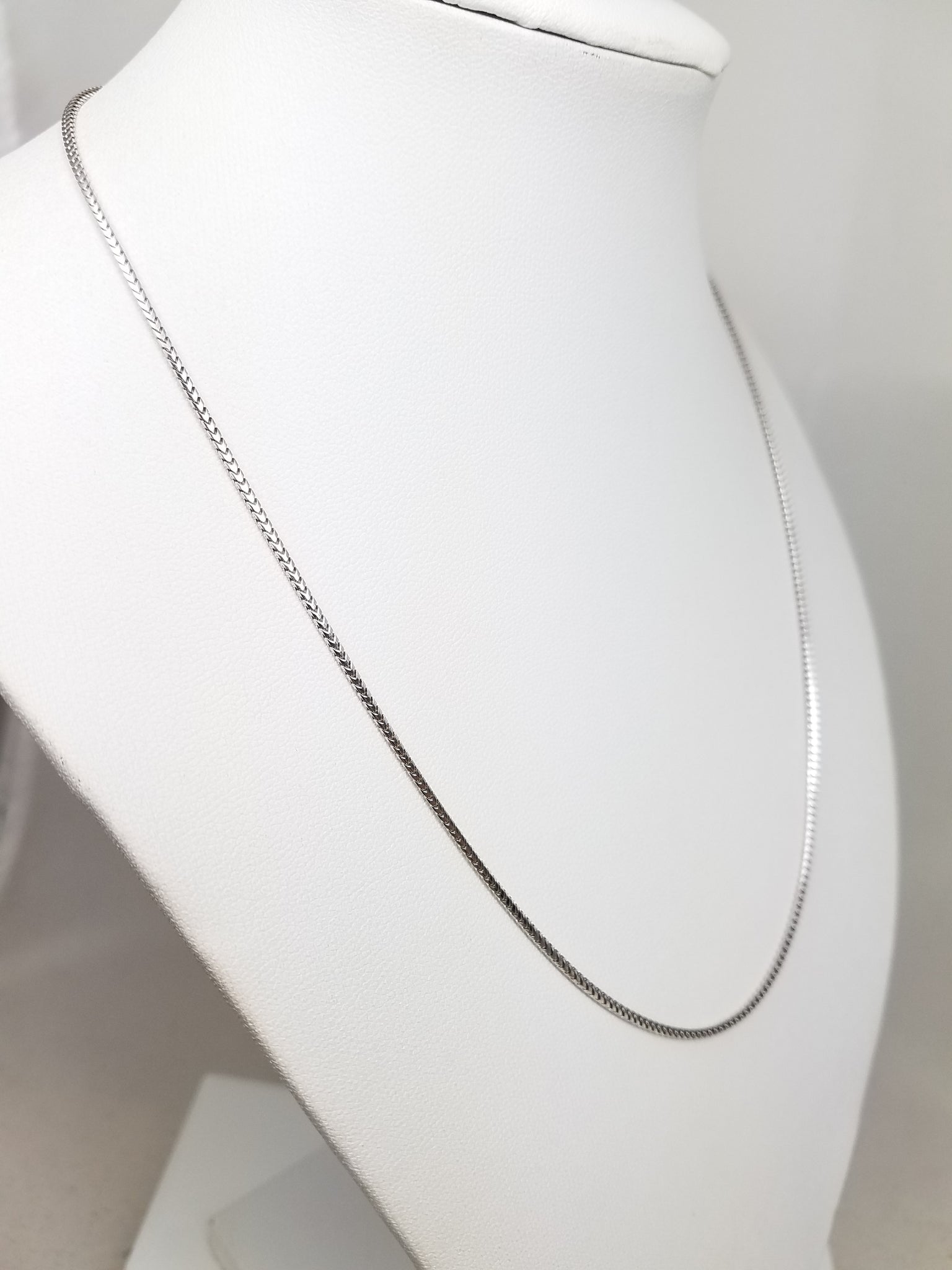 Solid Micro Franco Link 18"Necklace in 14k White Gold