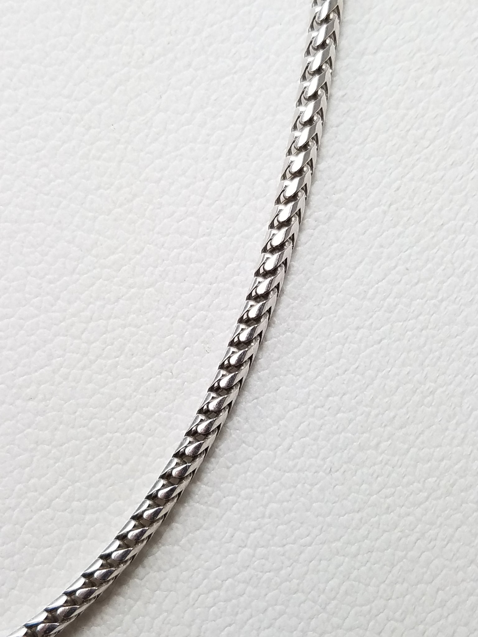Solid Micro Franco Link 18"Necklace in 14k White Gold