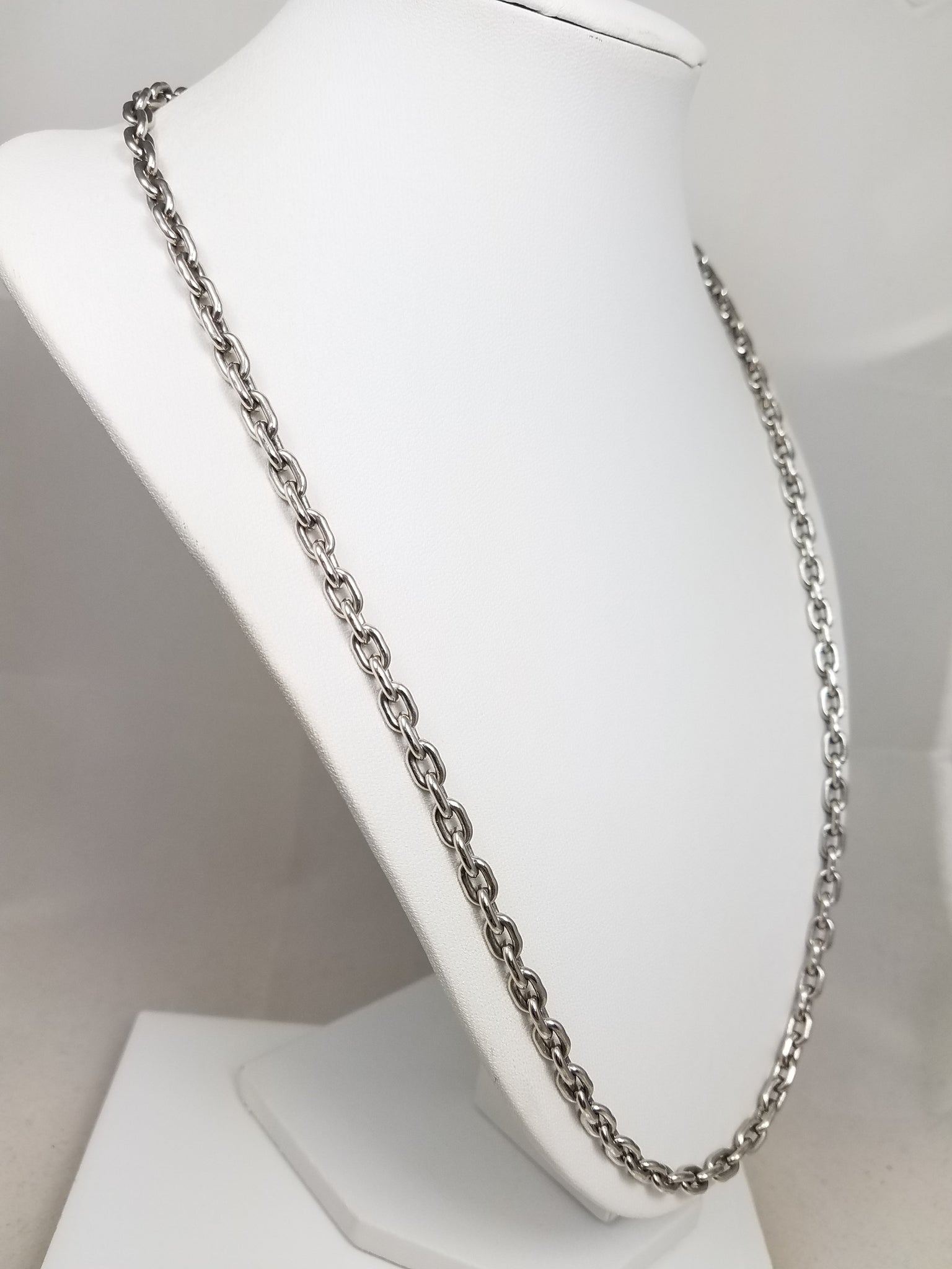 Extravagant 23.5" Solid Platinum Cable Link Chain Necklace