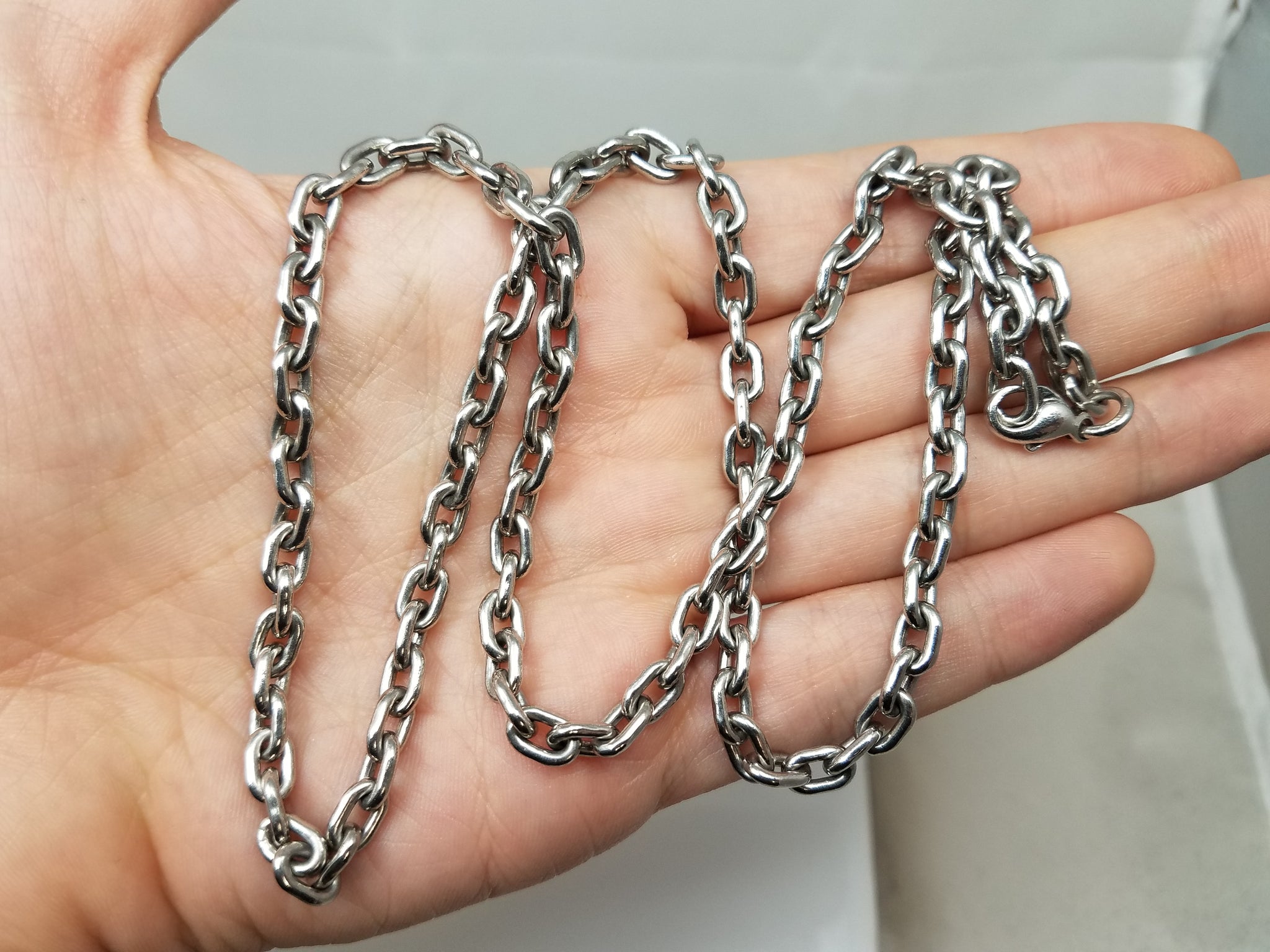 Extravagant 23.5" Solid Platinum Cable Link Chain Necklace