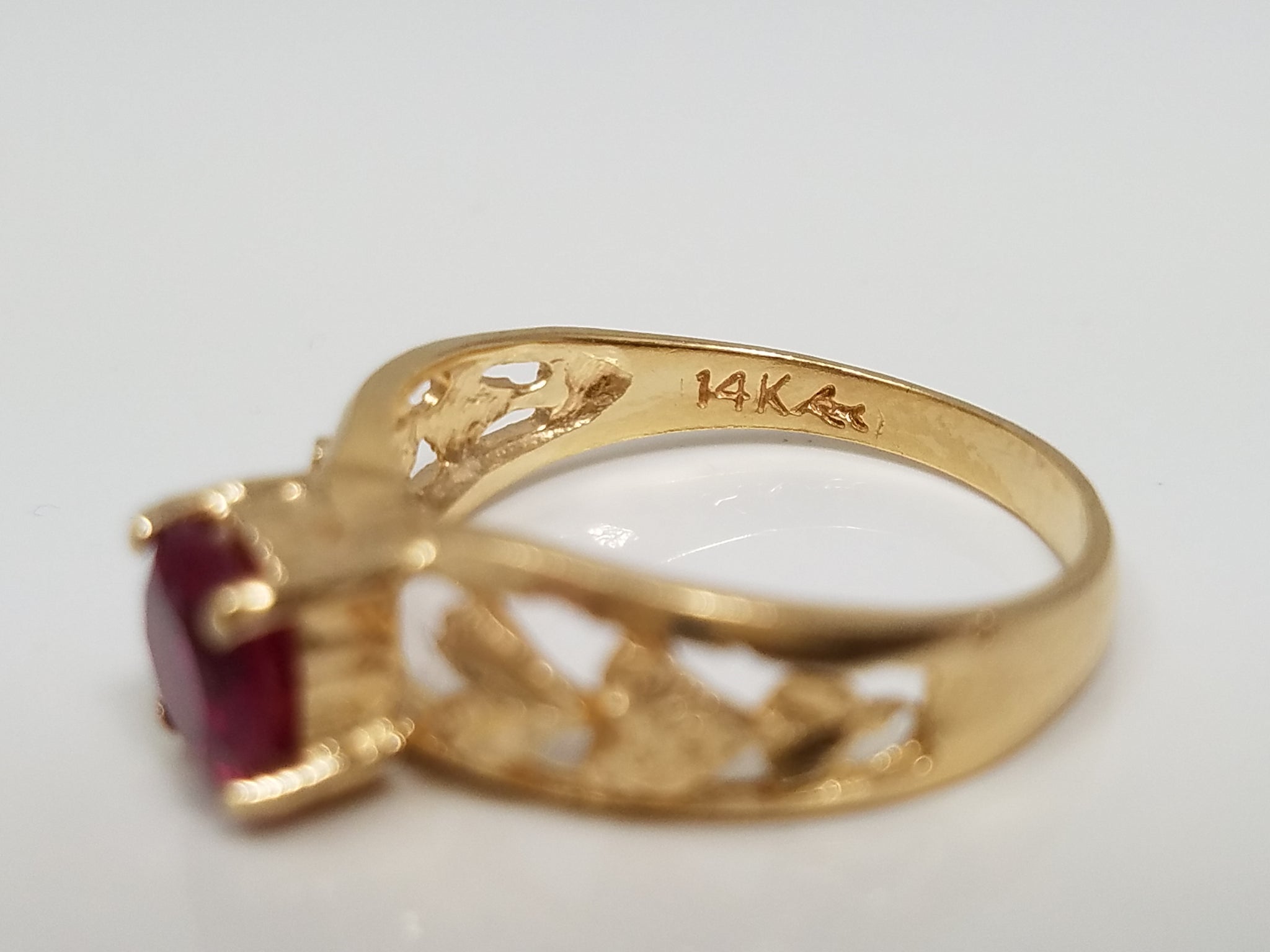 Fabulous 14k Yellow Gold Lab Created Ruby Ring
