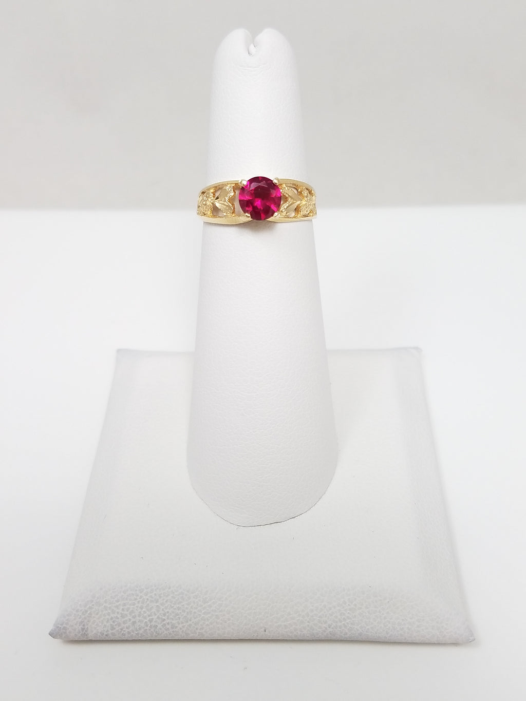Fabulous 14k Yellow Gold Lab Created Ruby Ring