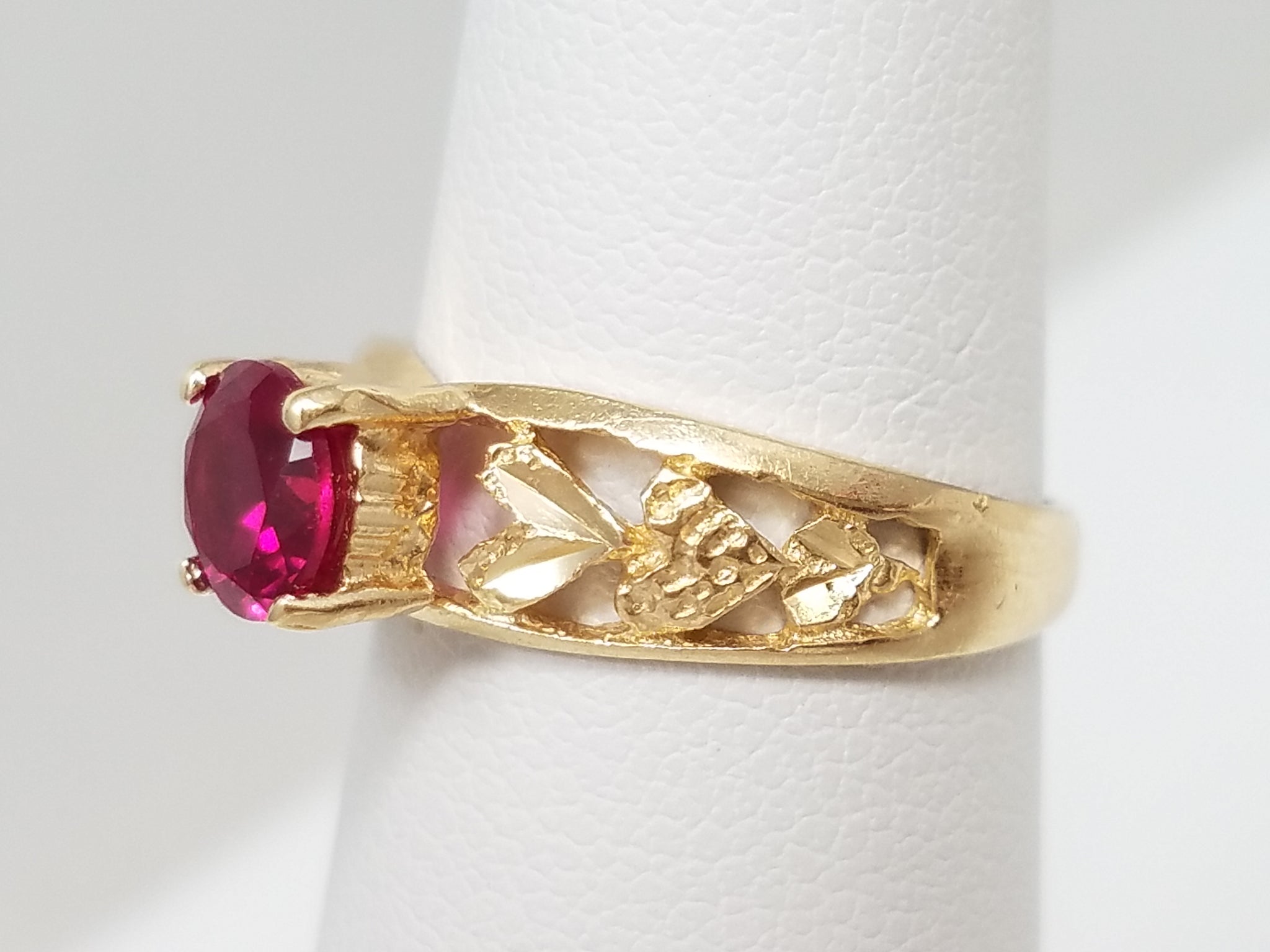 Fabulous 14k Yellow Gold Lab Created Ruby Ring