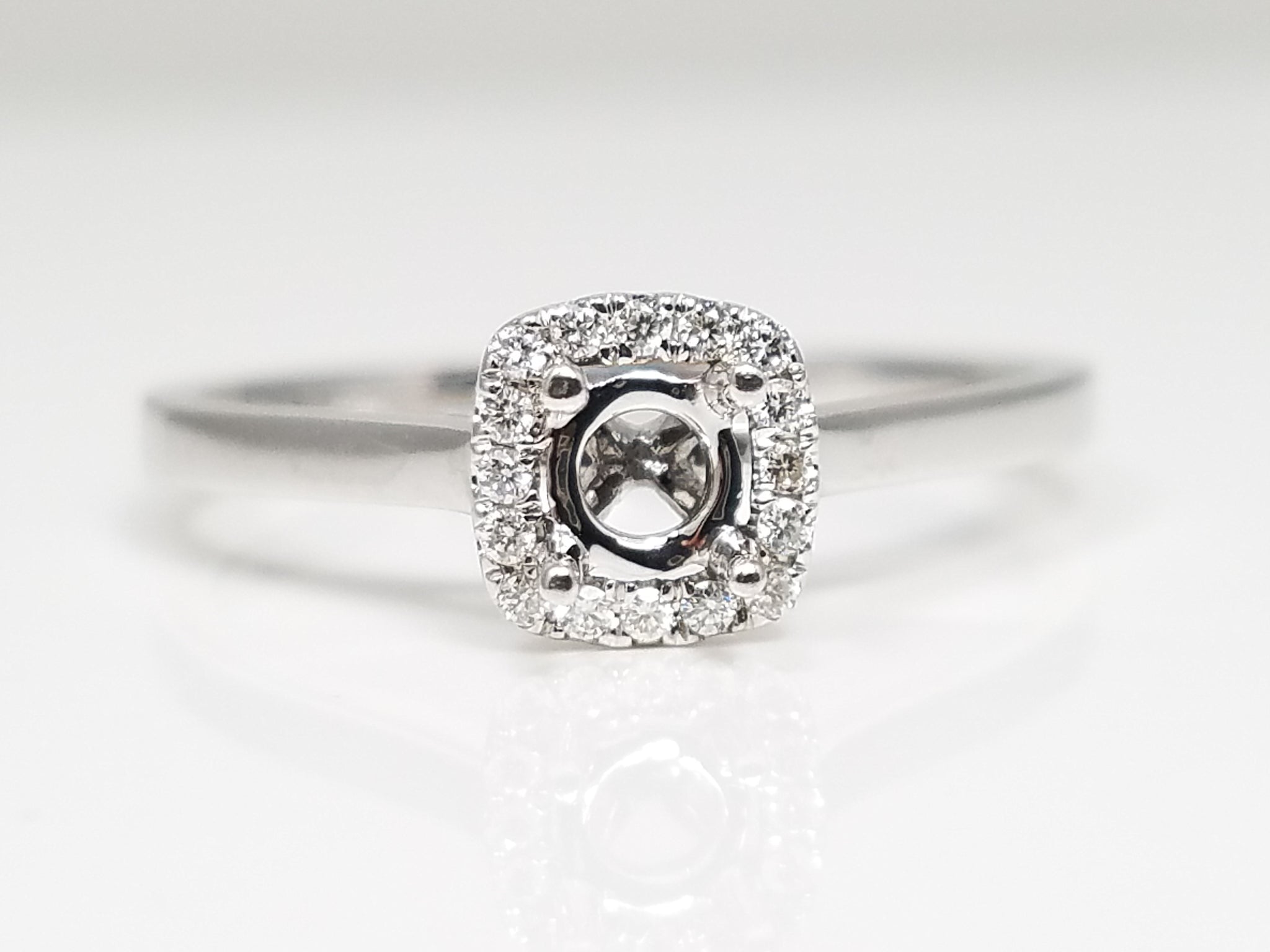 New Swanky 14k White Gold Natural Diamond Halo Engagement Ring Mount