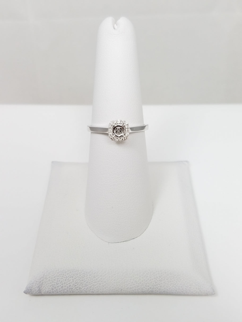 New Swanky 14k White Gold Natural Diamond Halo Engagement Ring Mount