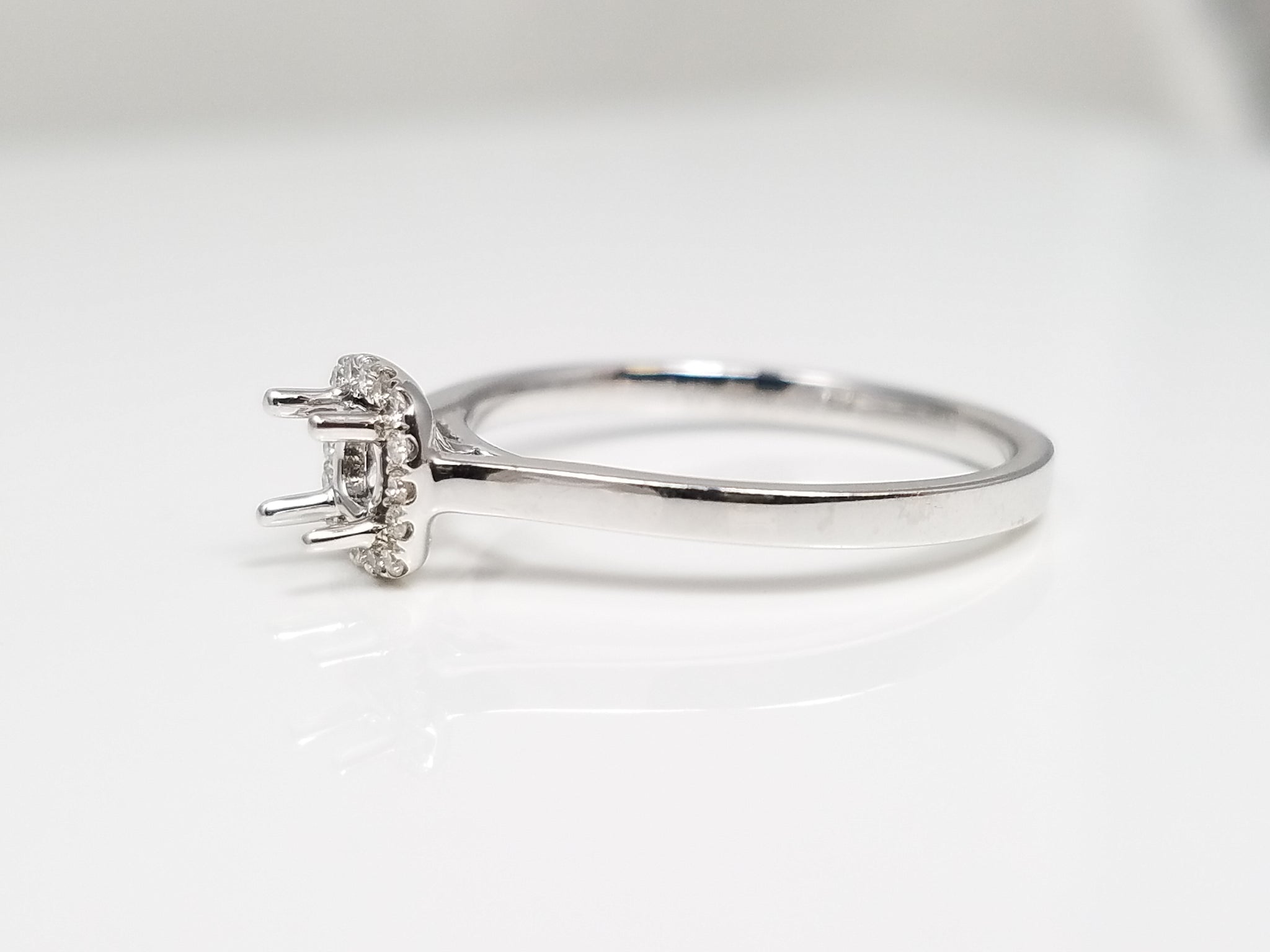 New Swanky 14k White Gold Natural Diamond Halo Engagement Ring Mount